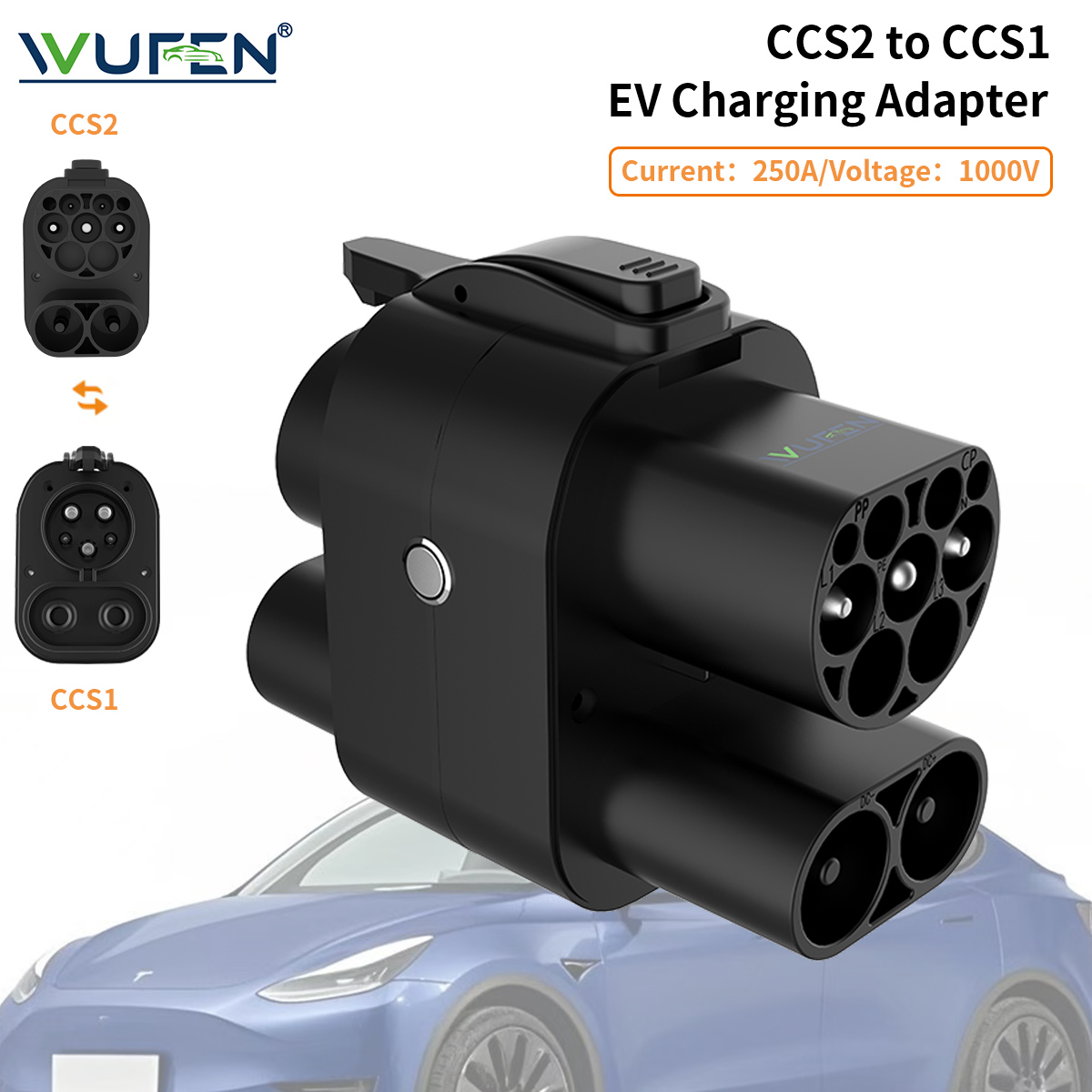 Ccs2 To Ccs1 Fast Charge Adapter 250Kw - WUFEN CCS2 naar CCS1-adapter AC DC