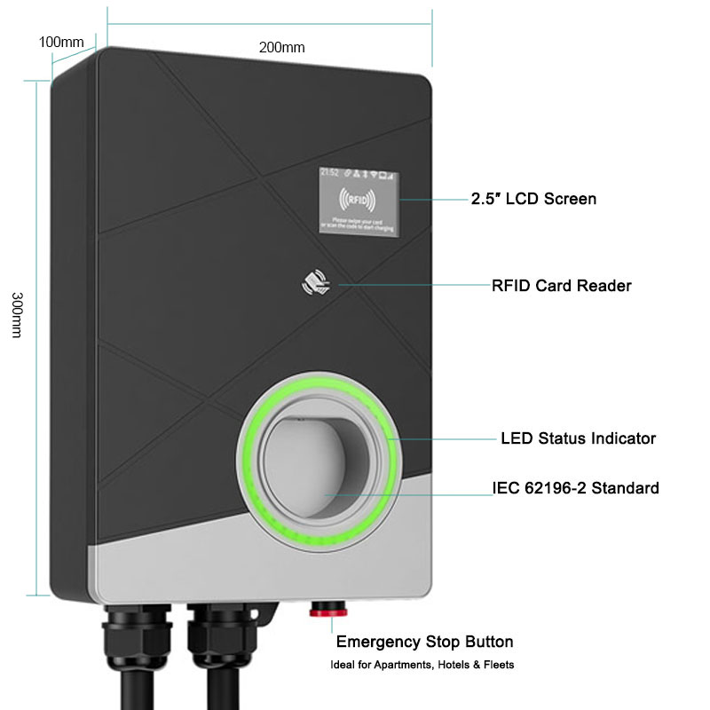 3-fasen 22kW Smart EV-lader wa - 22Kw Wallbox Type 2 Ocpp Rfid recensie en prijs
